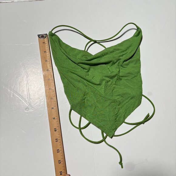 Women's Green Triangle Shaped Cowl Neck Green Crop Tank Top Size Small - Picture 5 of 6